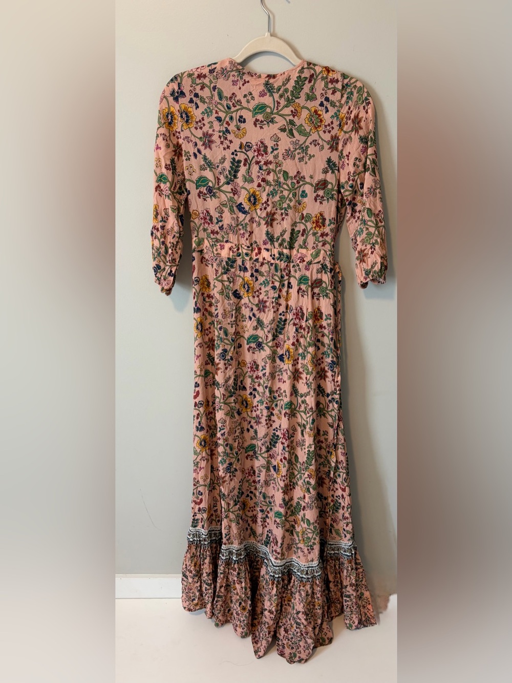 Anthropologie Floral Wrap Maxi Dress in Dusty Pink - Picture 3 of 3